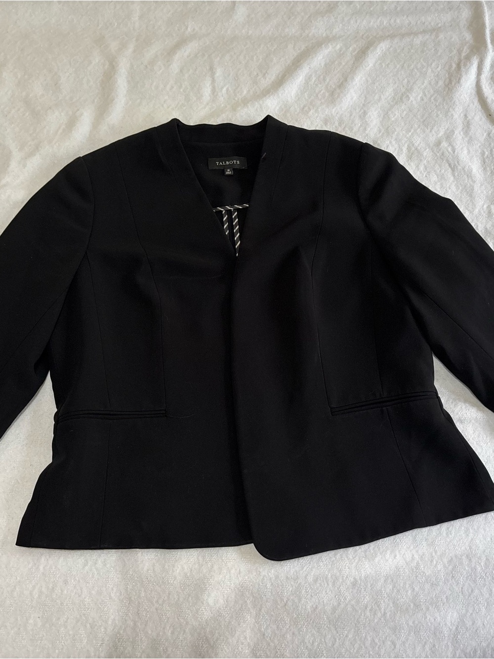 Talbots Black Collarless Tailored Blazer
